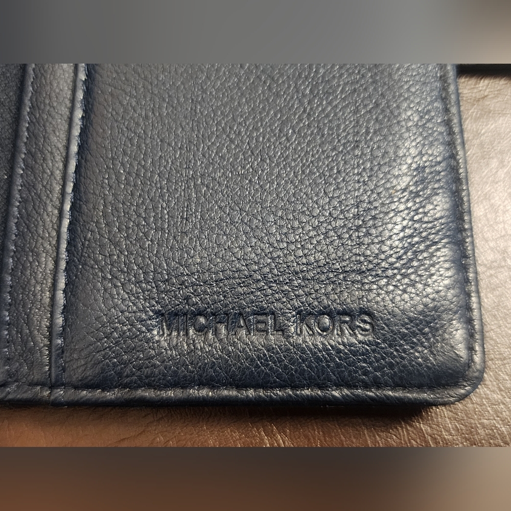 Michael Kors Wallet Navy Blue with Gold Buckle - Picture 9 of 16
